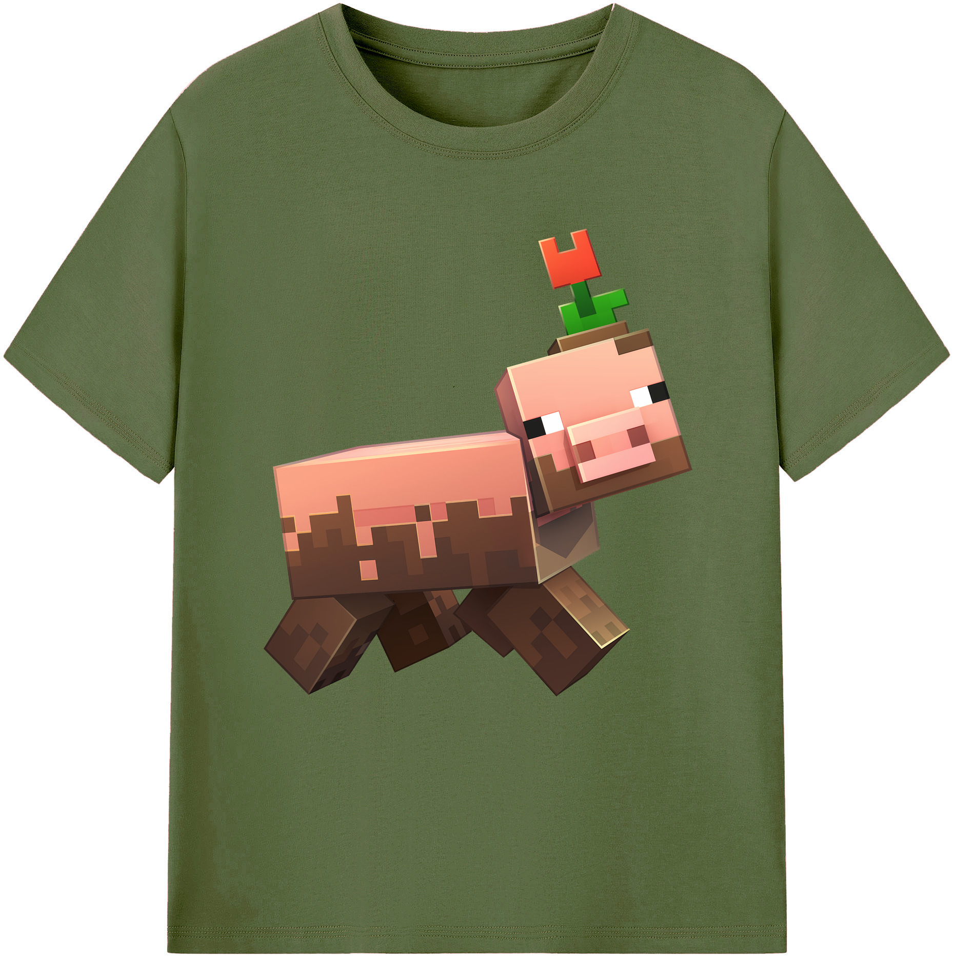（画像用） マインクラフト ブロックの世界 Minecraft MC Block world 綿100％半袖Tシャツ（フロントプリント）